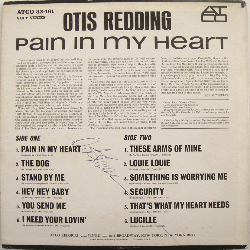 Otis signed album cover