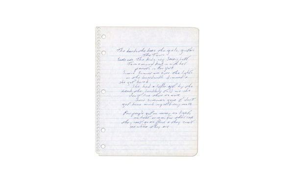 Rare handwritten lyrics by a rock legend