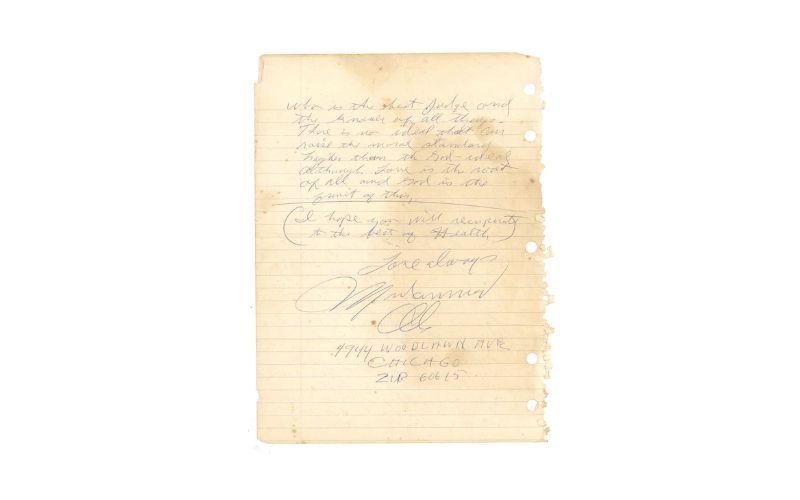 New: A rare Muhammad Ali handwritten letter