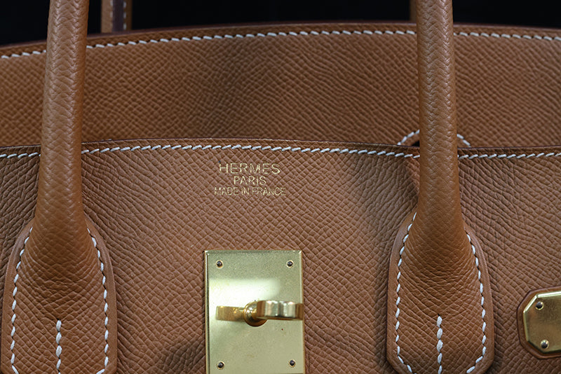 Hermes Brown Togo Leather Gold Hardware Birkin 35 Bag Hermes