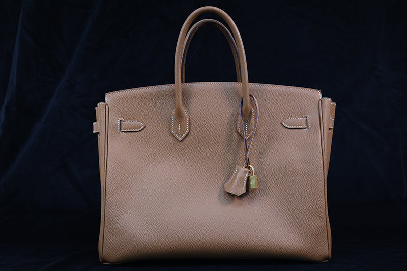 Birkin 35 leather handbag Hermès Grey in Leather - 35905110