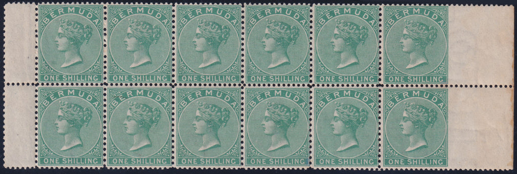 Bermuda 1865-1903 1s green variety, SG11var