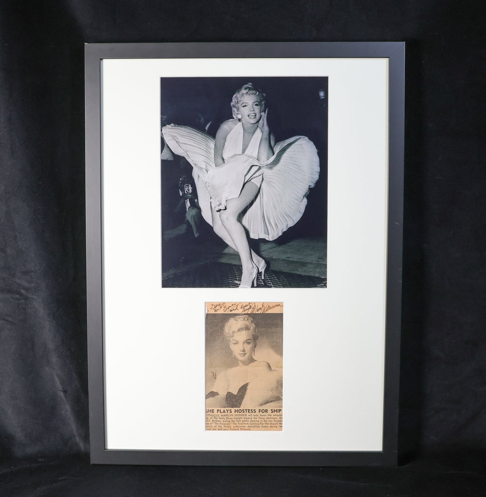Marilyn Monroe Autographed Newspaper Clipping