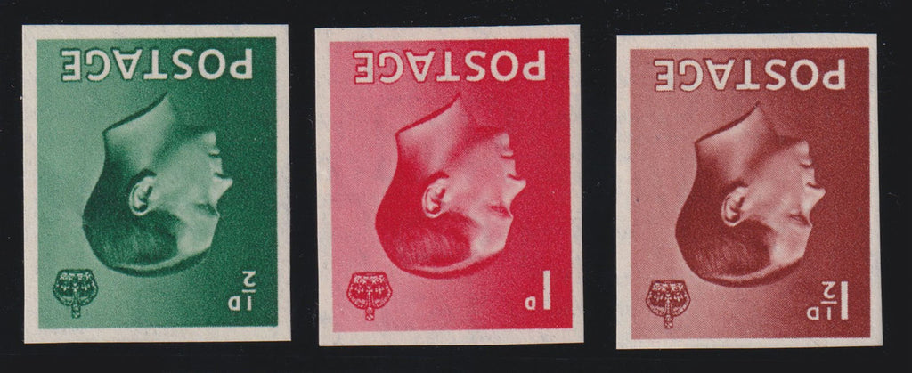 Great Britain 1936 ½-1½d King Edward VIII Definitives (Watermark Inverted) imprimaturs, SG457/9var