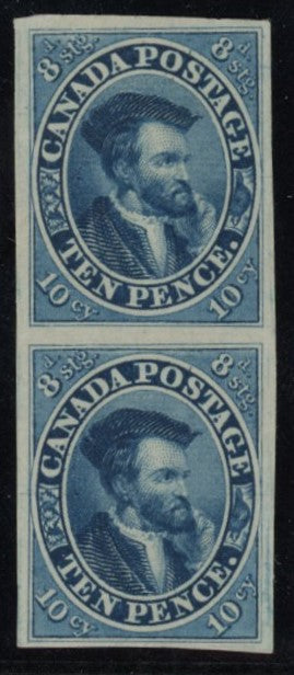 Canada 1852-57 10d blue Cartier on machine-made thick wove paper, SG20