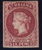 St Helena 1863 (1d on) 6d lake, ERROR SURCHARGE OMITTED, SG3b