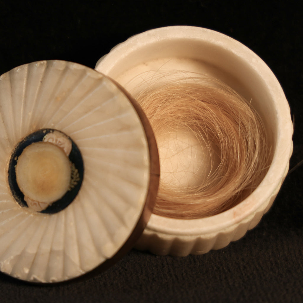 A lock of Horatio Nelson's hair contained in an antique carved agate box