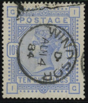 Great Britain 1884 10s cobalt, white paper, SG182