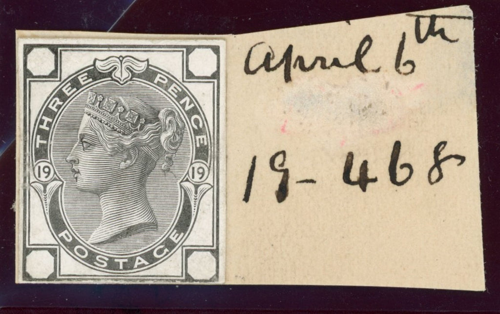 Great Britain 1874 3d die proof Plate 19, SG143var