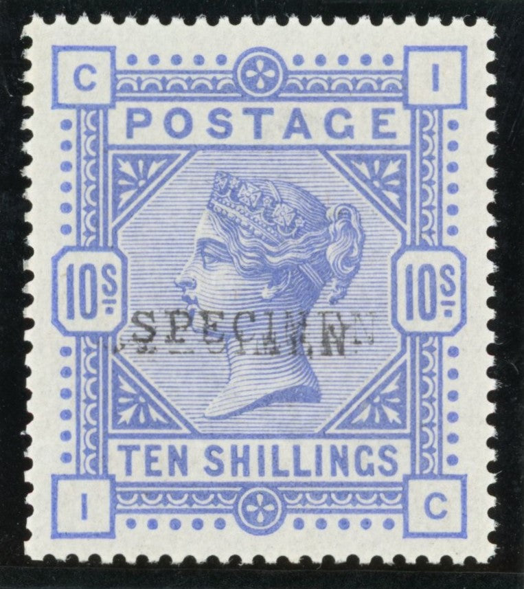 Great Britain 1884 10s cobalt (white paper) Specimen, SG182var