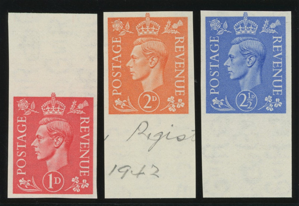 Great Britain 1941-42 1d-2½d (pale colours, watermark sideways) imprimaturs, SG486/9a var