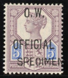 Great Britain 1902 5d dull purple and blue (O.W. Official) Specimen, SGO34s