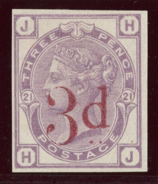 Great Britain 1882 3d on 3d lilac Plate 21 imprimatur, SG159var