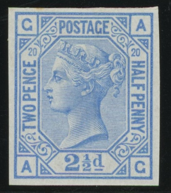 Great Britain 1880 2½d blue Plate 20 imprimatur, SG142var