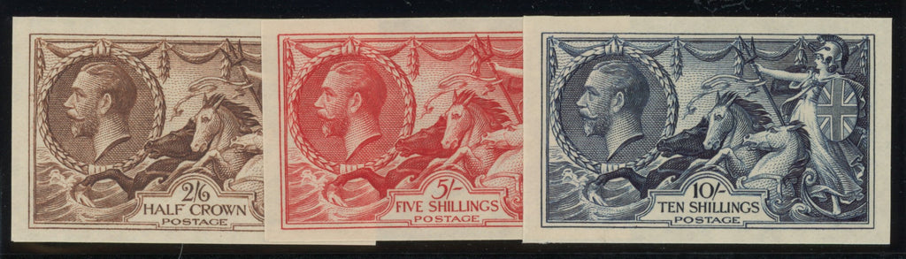 Great Britain 1934 2s6d-10s “Seahorses” (Waterlow re-engraved printing) imprimaturs, SG450/2var