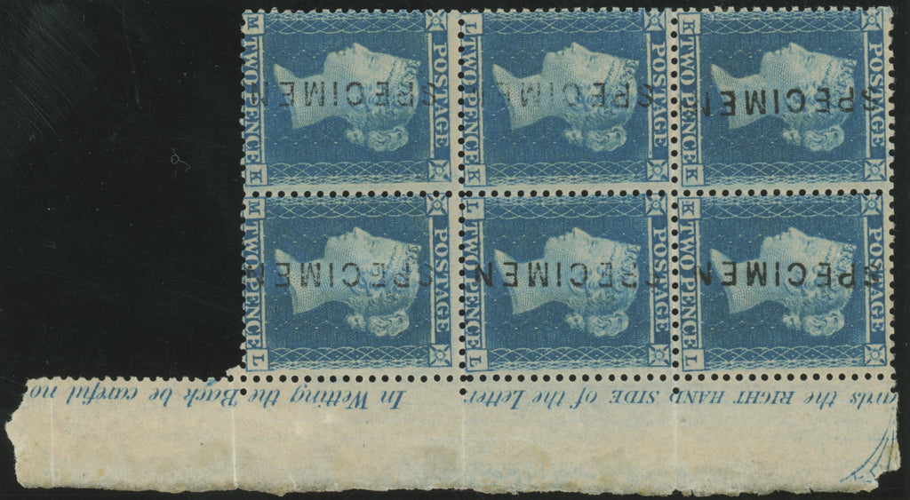 Great Britain 1855 2d blue Plate 4 Specimens, SG23var