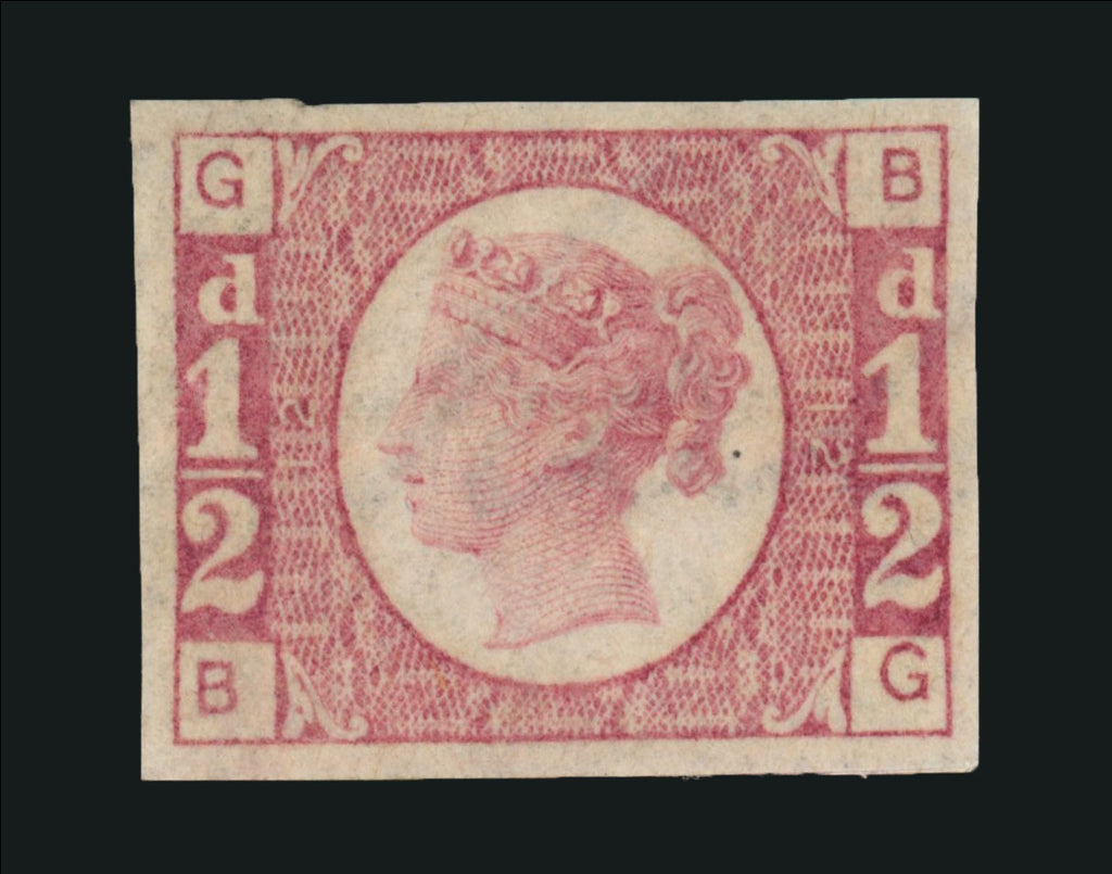 Great Britain 1870 ½d rose red Plate 12 imprimatur, SG48