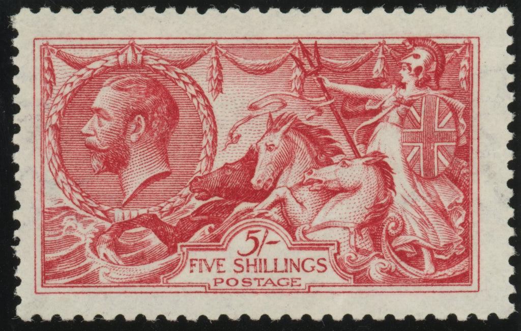 Great Britain 1915 5s bright carmine "Seahorses" (watermark reversed), SG409wj