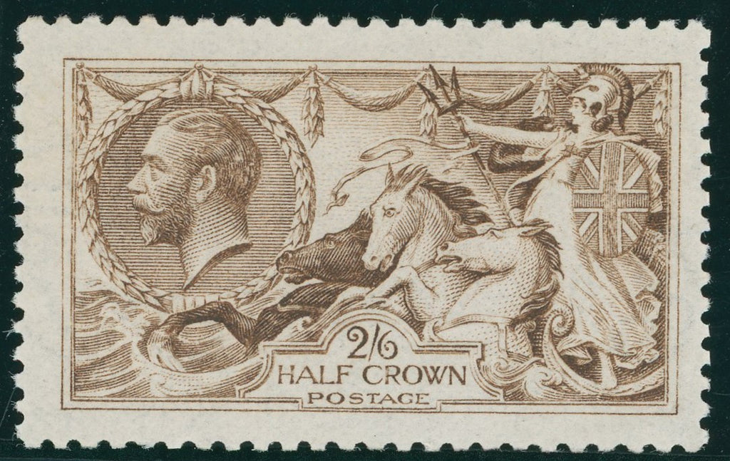 Great Britain 1915 2s6d yellow brown "Seahorses" (Watermark Reversed), SG406wj