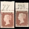 Great Britain 1841 1d red brown Plate 77 & 77b imprimaturs, SG8var