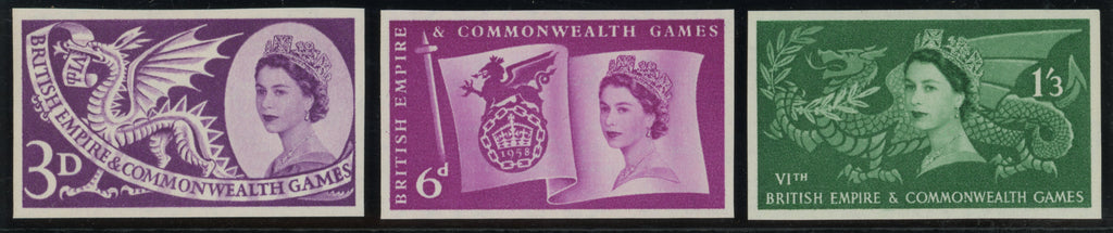 Great Britain 1958 Sixth British Empire & Commonwealth Games imprimaturs, SG567/9var