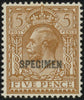 Great Britain 1924 5d brown Specimen, SG425var