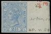 Great Britain 1880 2½d blue Plate 20 imprimatur, SG142VAR