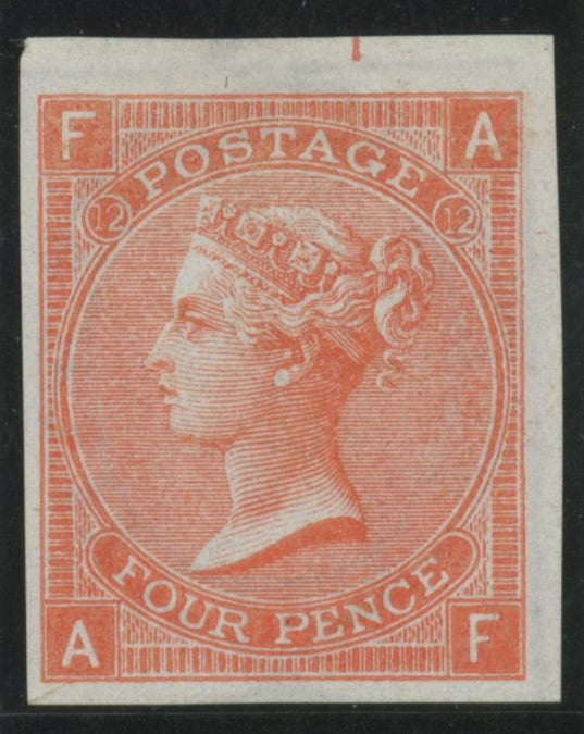 Great Britain 1870 4d vermilion Plate 12 imprimatur, SG94var