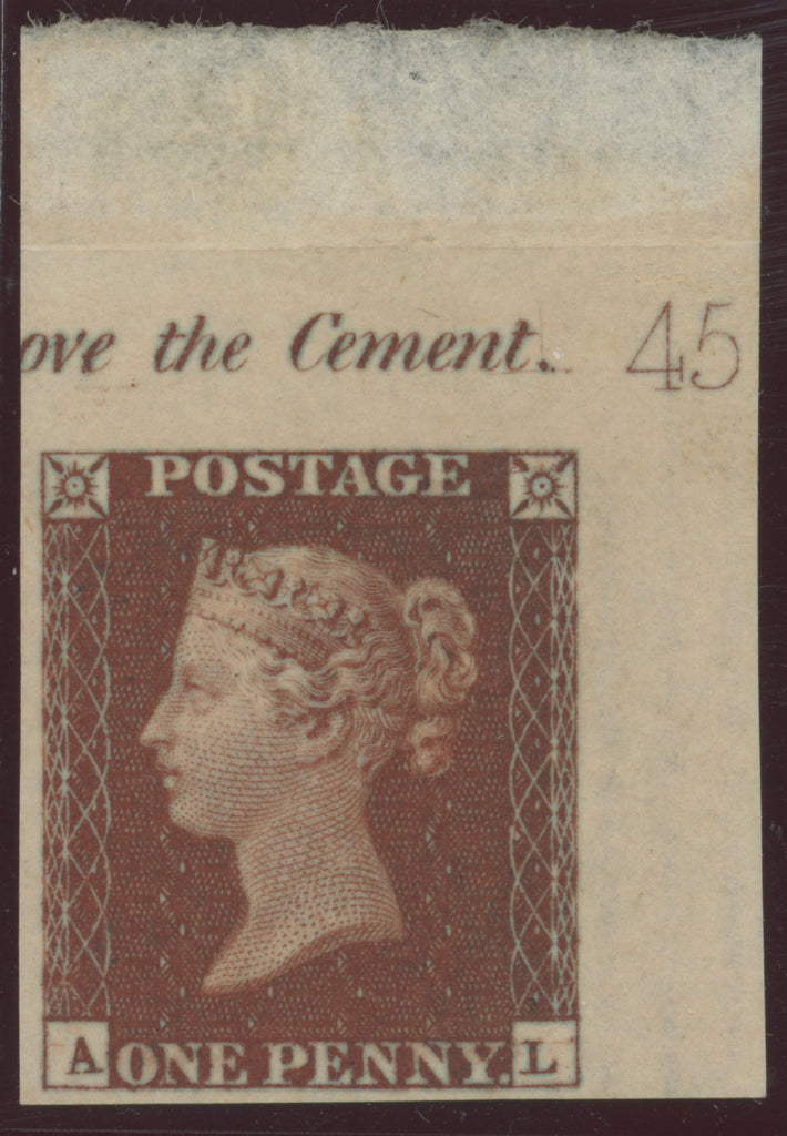 Great Britain 1841 1d deep red brown Plate 45 imprimatur, SG8var