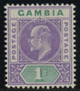 Gambia 1902-05 1s violet and green, watermark CA, variety SG52a