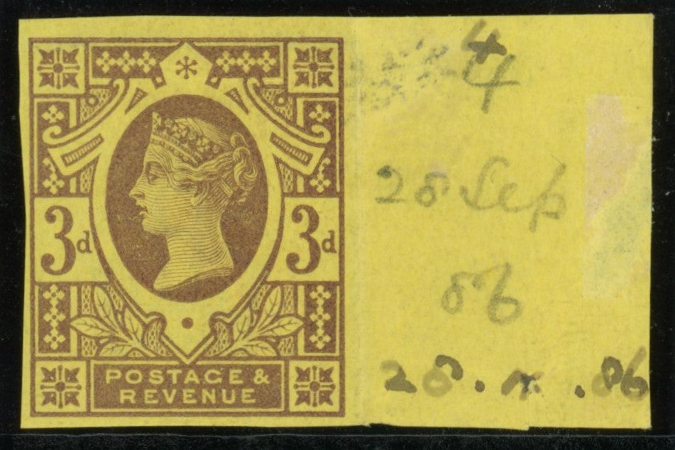 Great Britain 1887 3d purple/yellow "Jubilee" imprimatur, SG202var