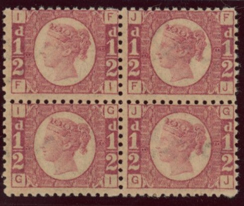 Great Britain 1870 ½d rose red Plate 8, SG48