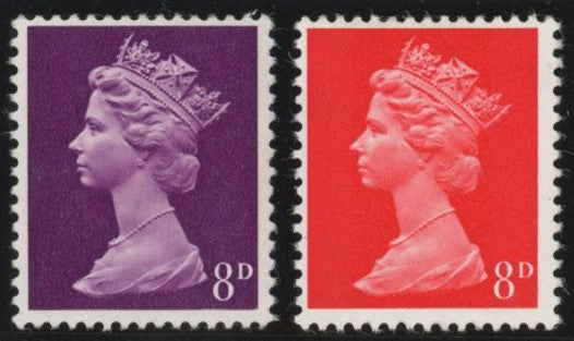 Great Britain 1970 8d plum "Cambridge" Colour Trial, SG738var