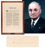 Harry S. Truman signed WWII victory proclamation broadside