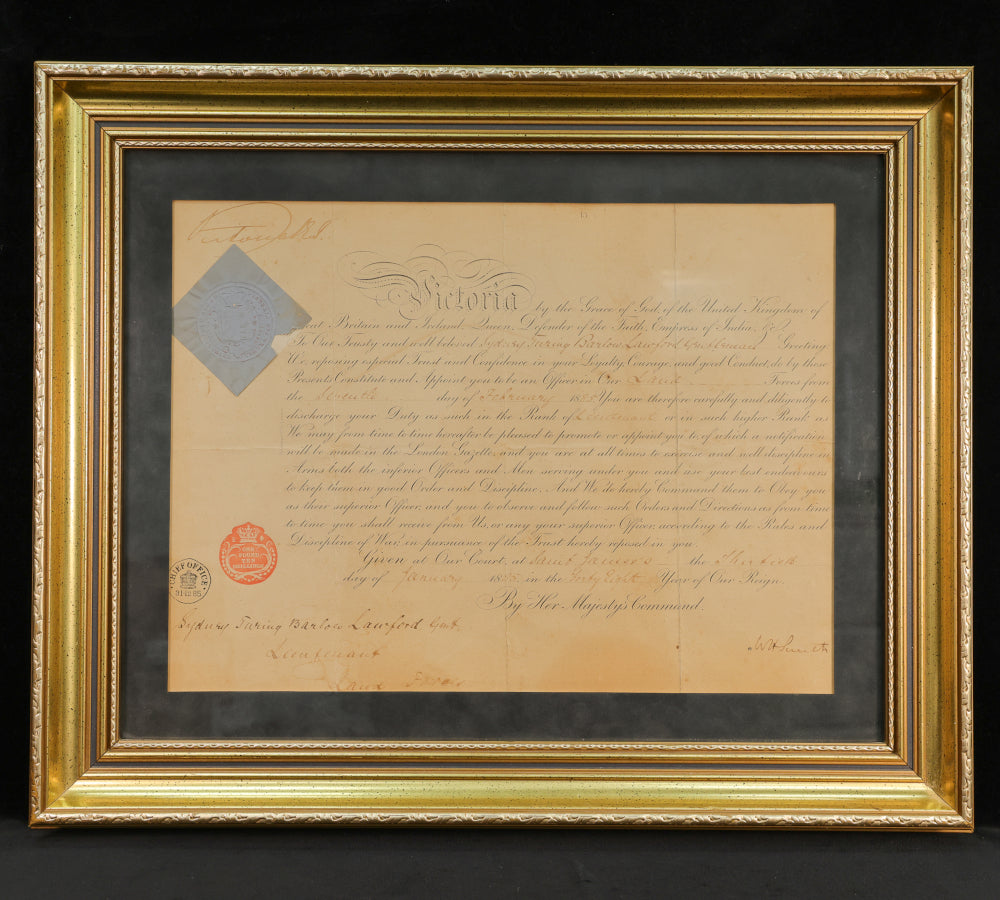 Queen Victoria 1885 signed military document in frame