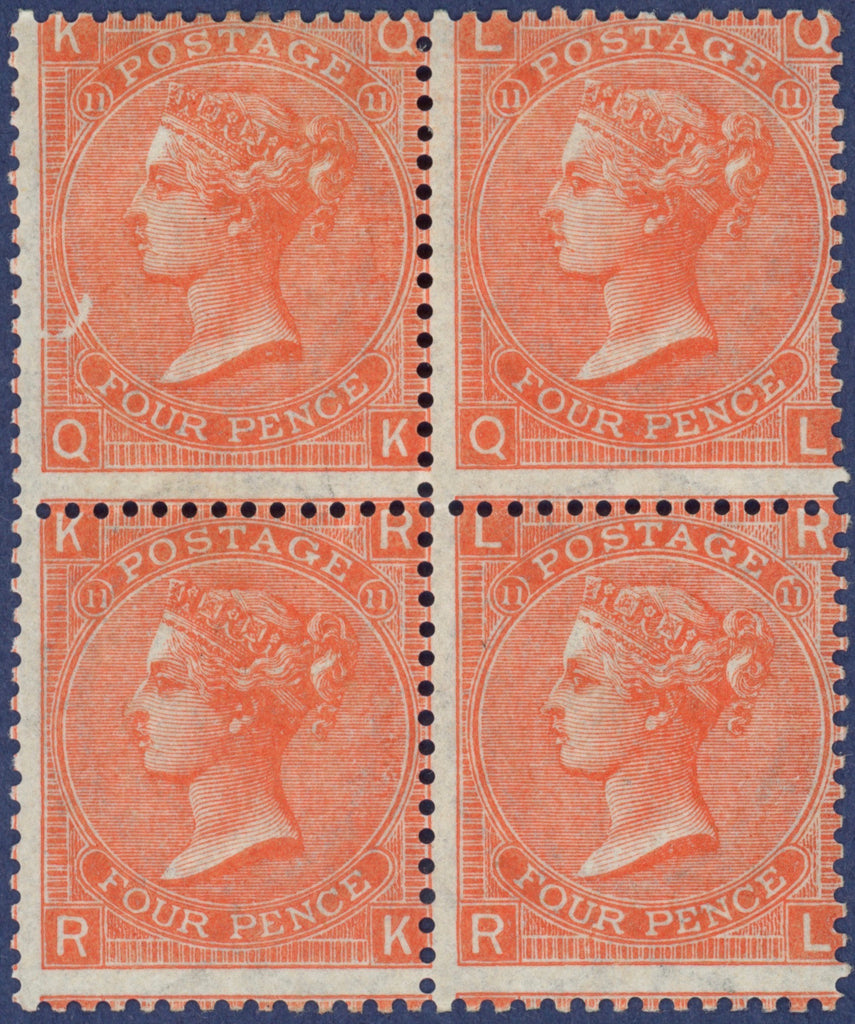 Great Britain 1872 4d vermillion Plate 11, SG94