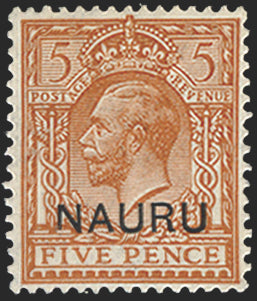 NAURU 1916-23 5d yellow-brown variety, SG9b var