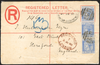 GIBRALTAR 1890 20c red registered Cover, SG26