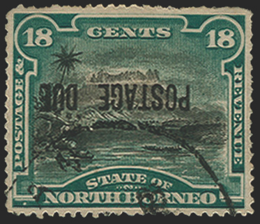 North Borneo 1895-7 18c black and deep green Postage Due error, SGD10a