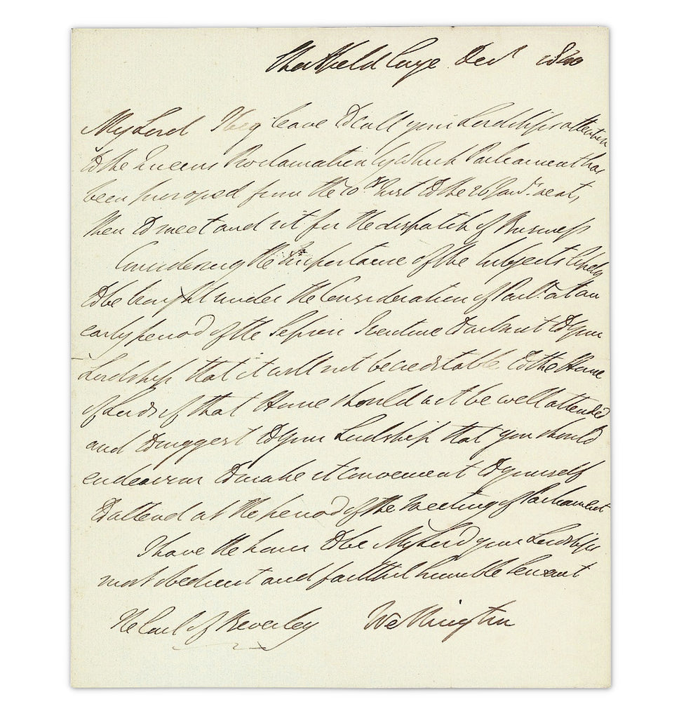 Duke of Wellington signed handwritten letter